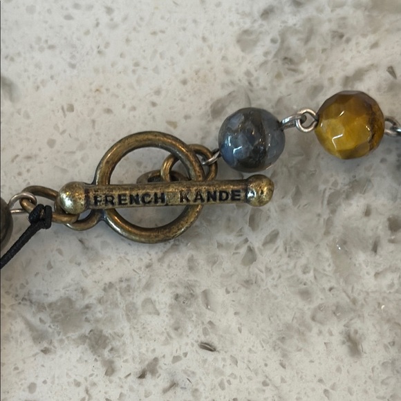 French Kande Beaded Necklace with Gold Pendant - NWT - Picture 6 of 9